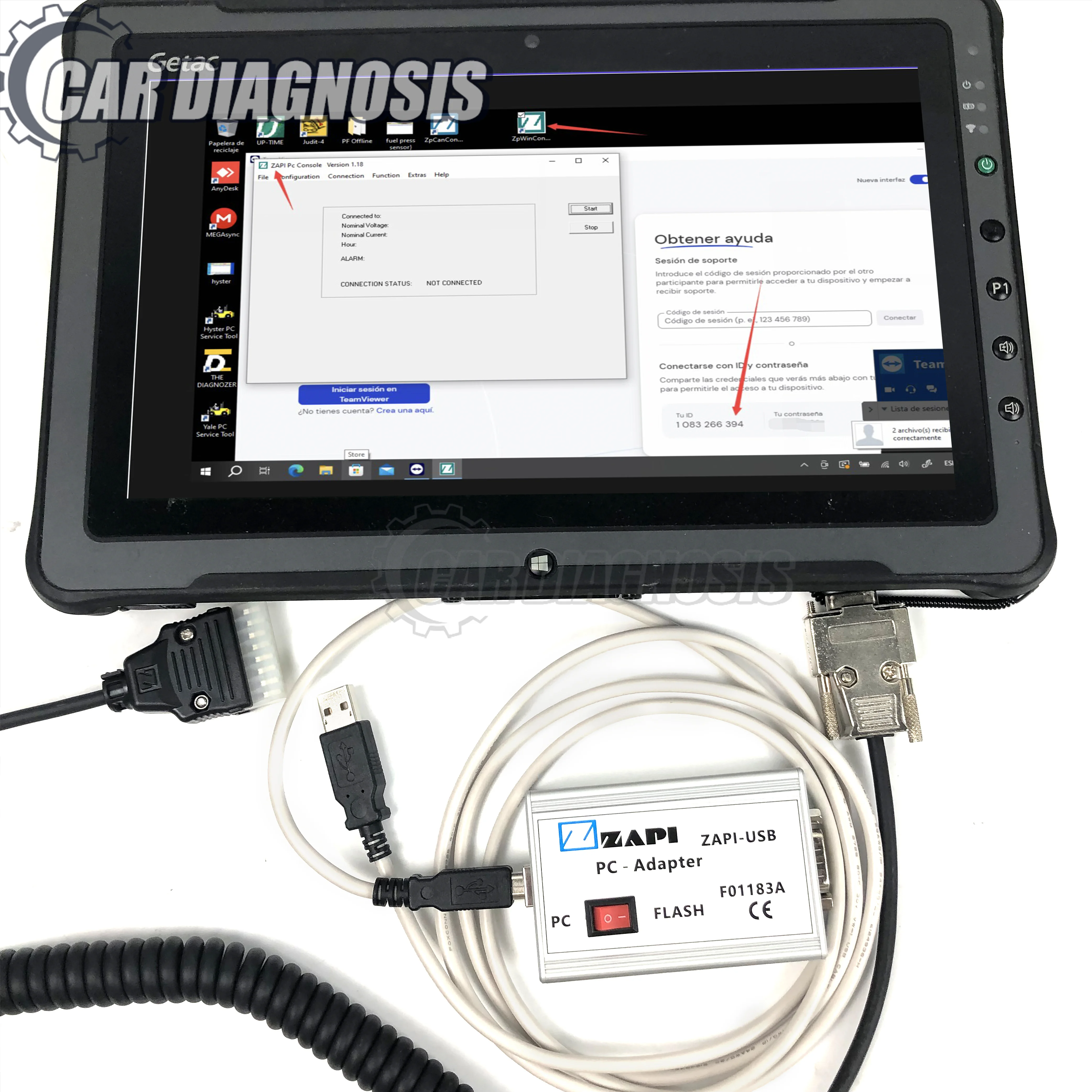 F110 tablet for ZAPI 9-pin console interface forklift truck diagnostic tool ZAPI CAN-BUS electric controller F01183A data cable