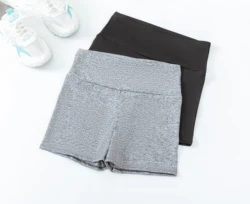 Mallas deportivas de cintura alta para mujer, pantalones cortos de gimnasio, color negro y gris, dos piezas