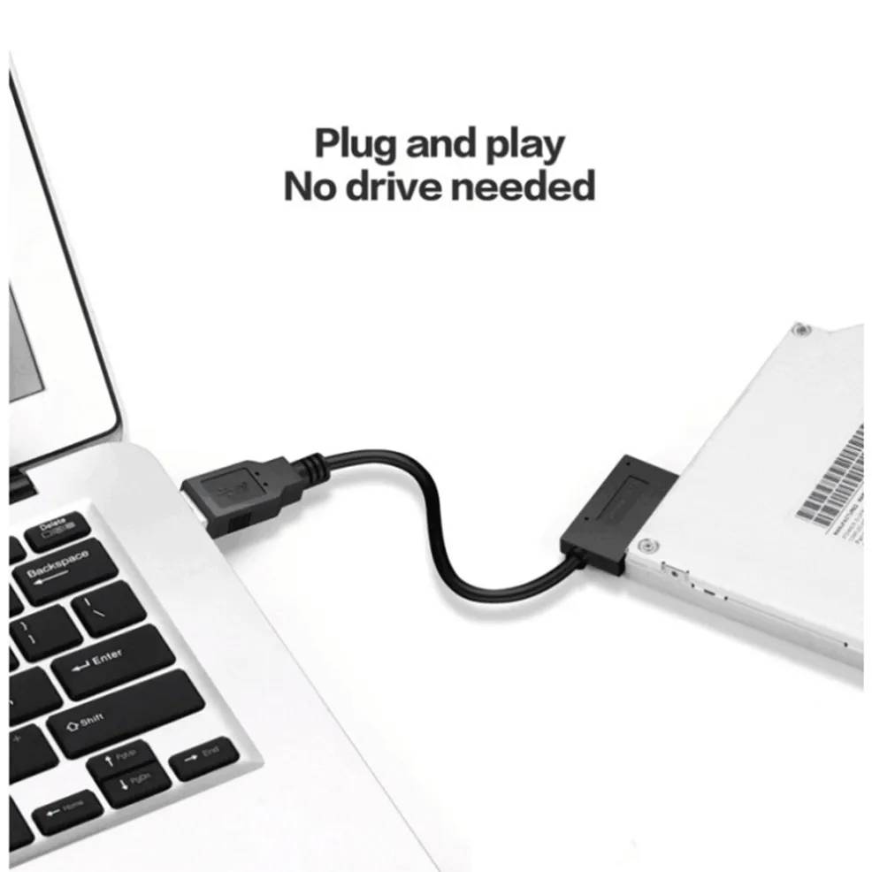 LccKaa USB 2.0 to Mini Sata II 7+6 13Pin Adapter Converter Cable For Laptop CD/DVD ROM Slimline Drive SATA  6+7Pin Cable Adapter