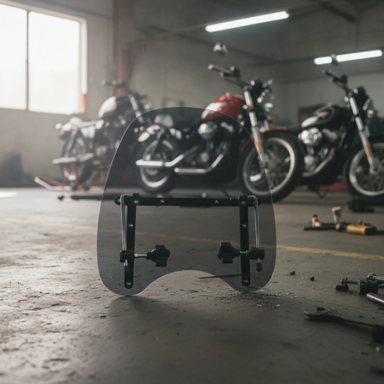 Motorcycle Windshield with Mounting Hardware Curved Scooter Wind Deflector Windscreen High Quality for Commuters, Custom Builds