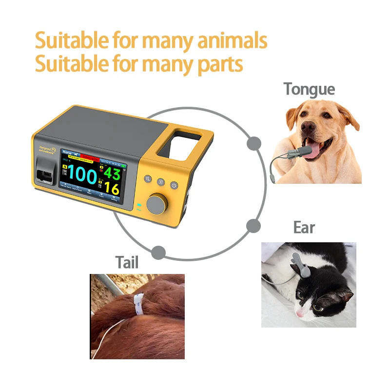 Veterinary Portable Pulse Oximeter SPO2 Saturation NIBP TEMP Handheld VET Monitor for Cats Dogs Horse Pets