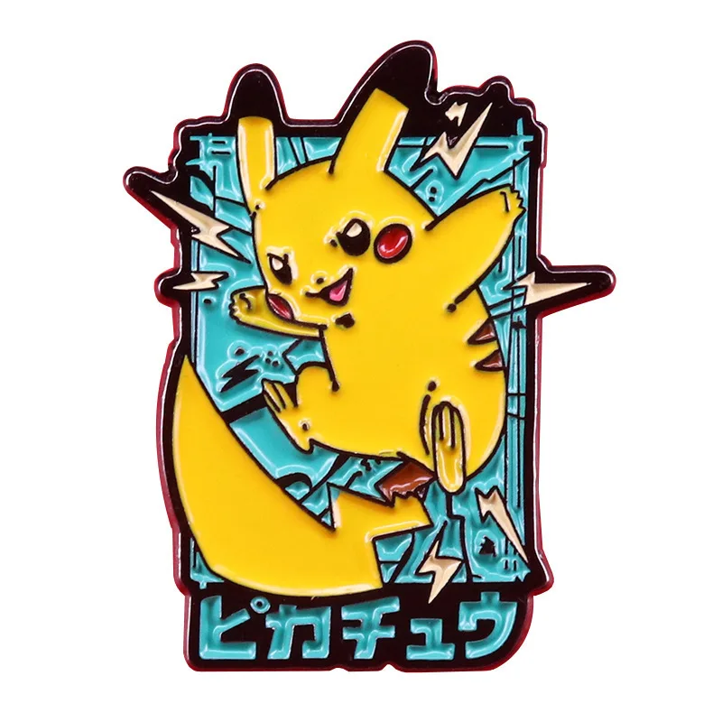 Pokemon Brooches Anime Figures Charizard Mew Metal Brooch Badge Toys Pikachu Gengar Decoration Accessories Cartoon Pin Kids Gift