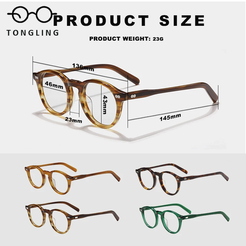 Fashion turtle shell Japan small round frame glasses frame 5166 acetate fiber can be customized prescription lens myopia glasses