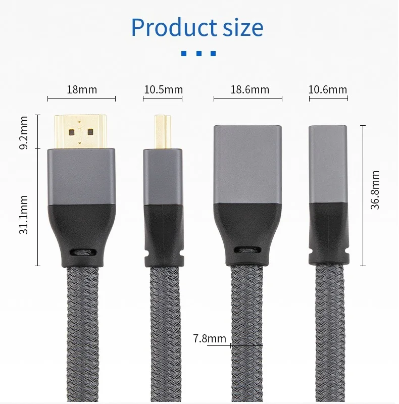 HDMI HD Data Cable 2.1 Hd Extension Connection Male To Female 8K Pure Copper Computer Tv Projection Hdmi Cable