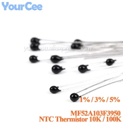 100pcs/50pcs Thermistor NTC MF52 103 3950 10K 100K B Value 3950k 5% 3% MF52A103H3950 Thermal Resistor Temperature Sensor