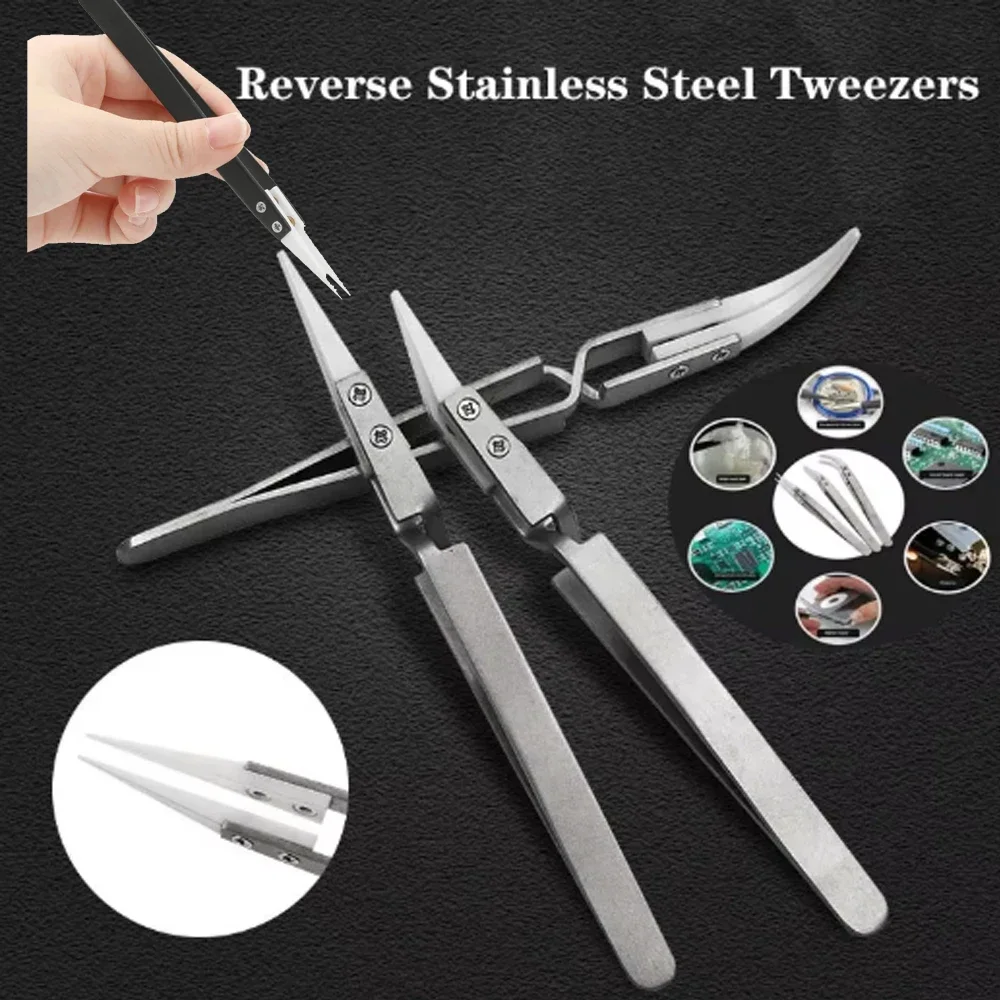 Stainless Steel Ceramic Tweezers High Temperature Resistant Ceramic Head Accessories Acid and Alkali Corrosion Resistant