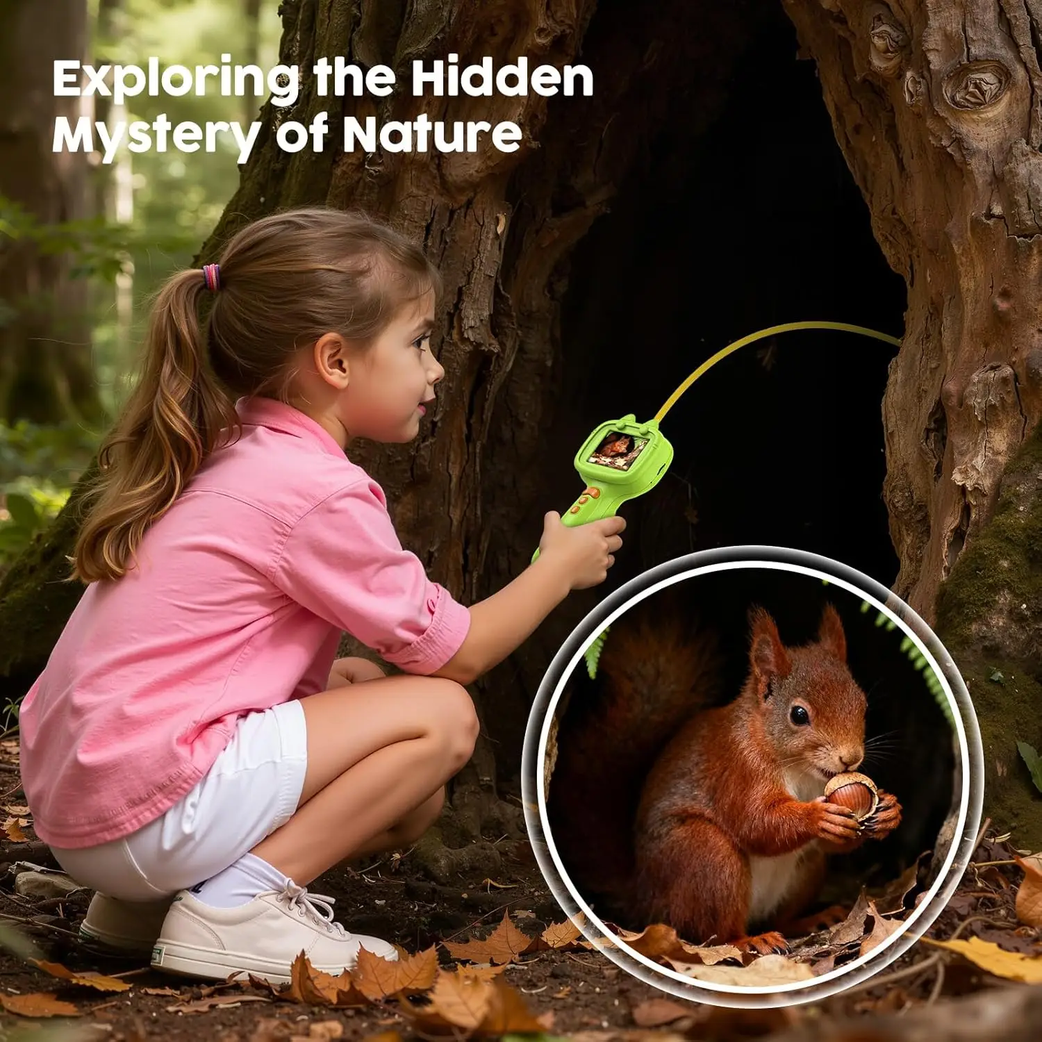 Cámara boroscopio para niños con luz, juguete educativo STEM, regalo de cumpleaños para niños y niñas, juegos de actividades de exploración natural al aire libre