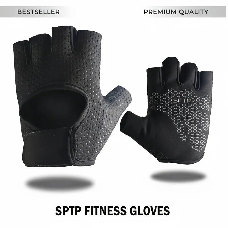 Workout Gloves, Breathable Weight Lifting Gloves with Anti-slip Silicone, Fingerless Gym Gloves for Rowing, Pull Ups & Training