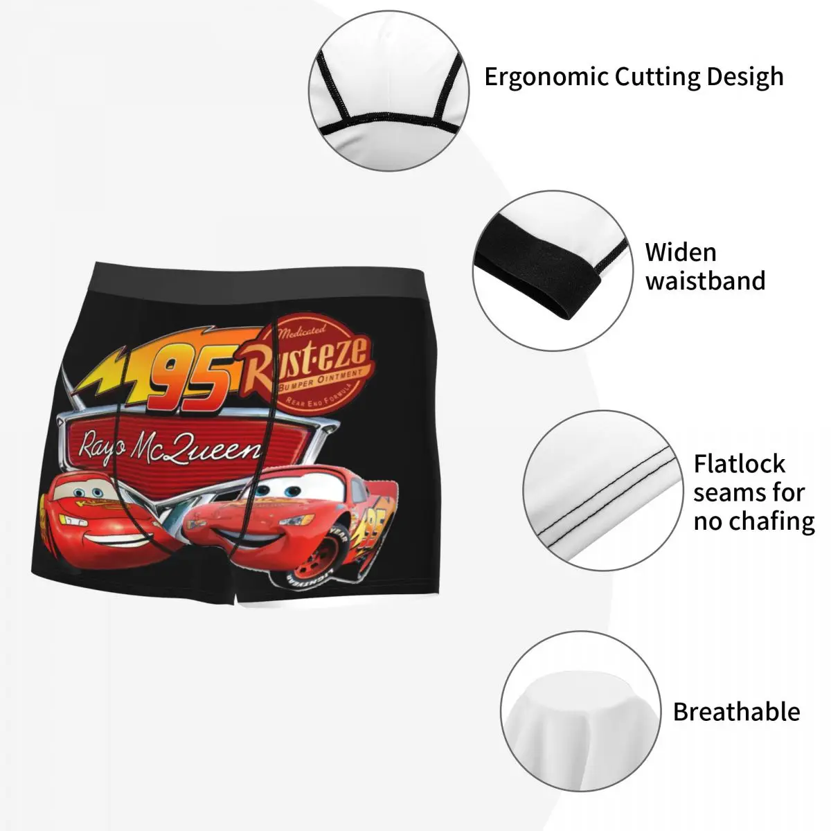 Custom Lightning McQueen Boxer Shorts For Homme 3D Print Cartoon Underwear Panties Briefs Soft Underpants