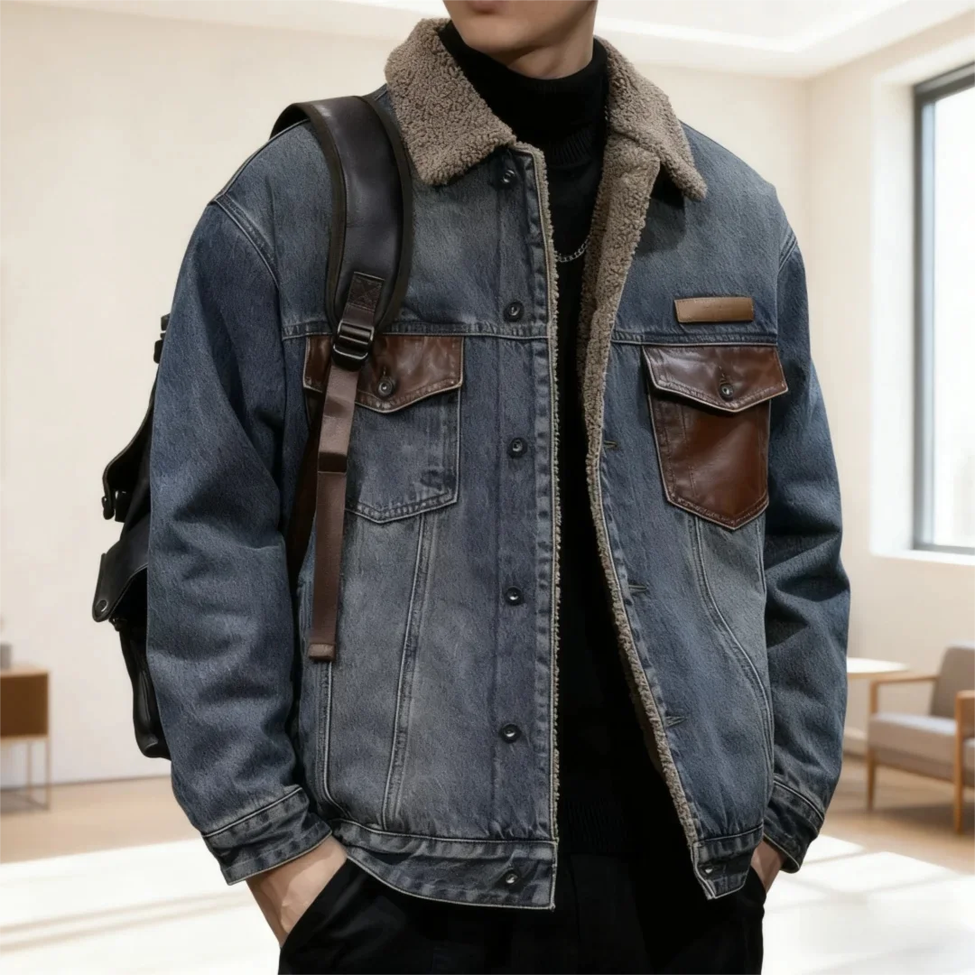 

Мужская уличная куртка Cross-Cultural 2025 года — негабаритный силуэт в стиле Харадзюку с плюшевой флисовой подкладкой (K-Fashion Meets Rebel