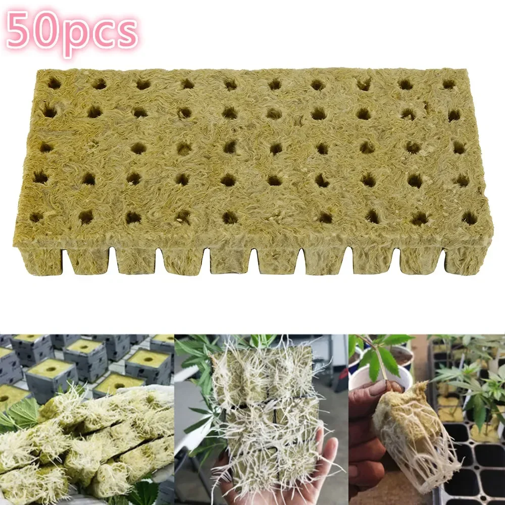 50Pcs  Plant Starter Grow Plug Cubes Base Practical Cubes for Garden Greenhouse Orchard Sun Room Hydroponic Applications NEW