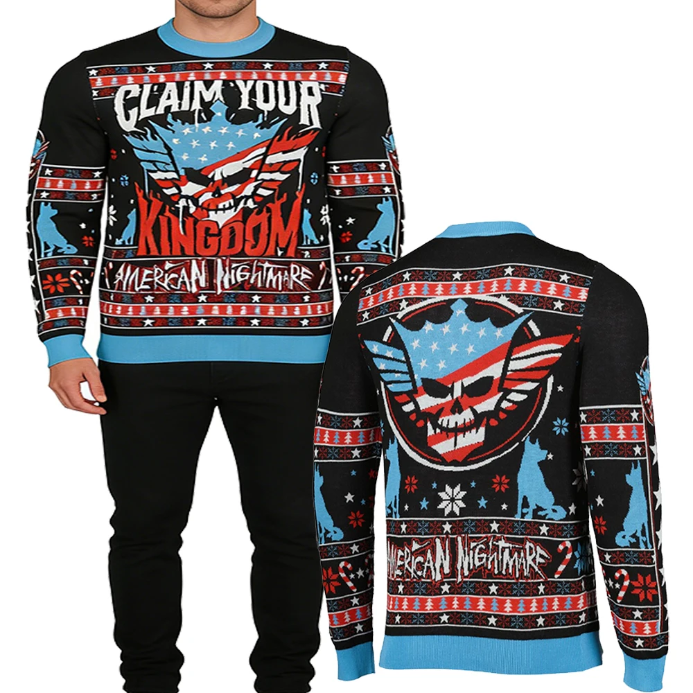 

Мужской Cody Rhodes Claim Your Kingdom Ugly Holiday свитер с круглым вырезом, вязаные джемперы с длинными рукавами, уличная одежда, рождественские топы