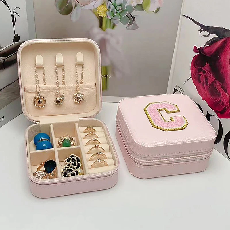 Mini Jewelry Storage Box Portable Home Travel Earrings Necklace Storage Case For Women Ring Organizer PU Leather Display Case