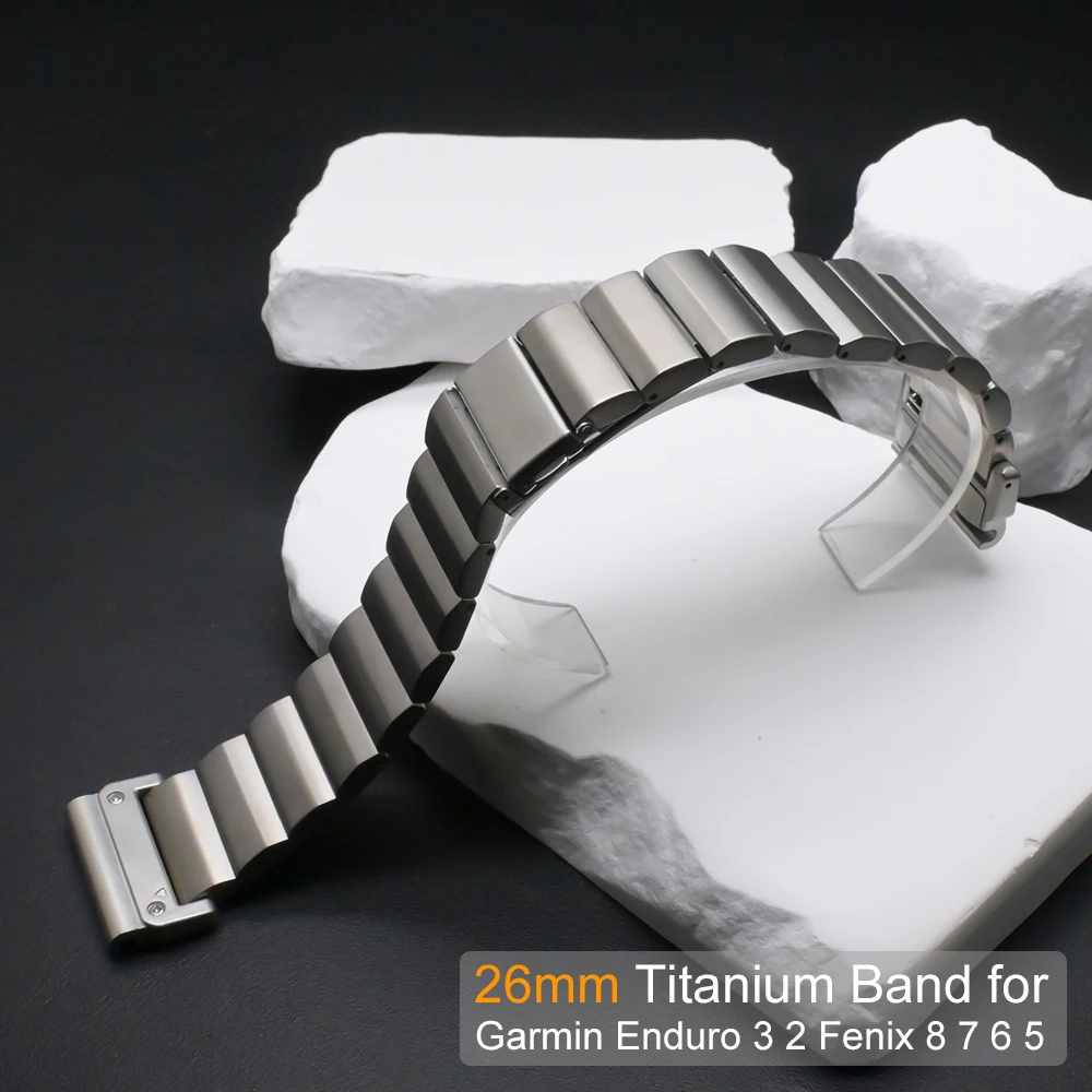 ไทเทเนียม 26 มม.สำหรับนาฬิกาการ์มิน Fenix ​​8 7X Pro 51 มม.Fenix ​​6 Pro 5 Plus สร้อยข้อมือสายรัดข้อมือสำหรับการ์มิน เอนดูโร่ 3 Instinct 2X