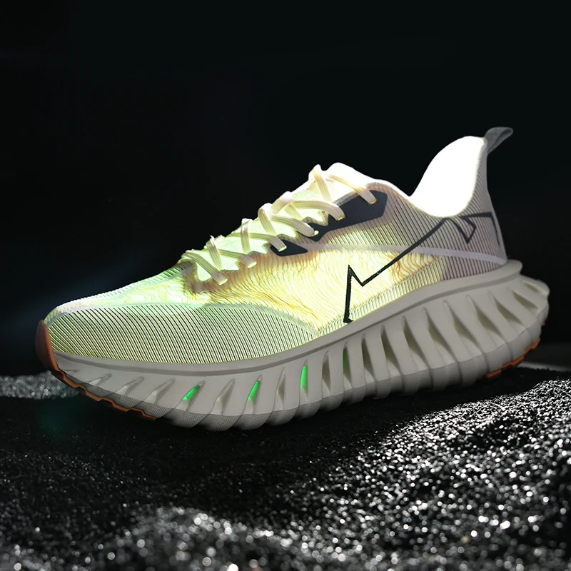 

2026 New Gradient Striped Running Shoes for Men Cushioned Thick Sole Casual Sport Sneakers with Breathable Upper