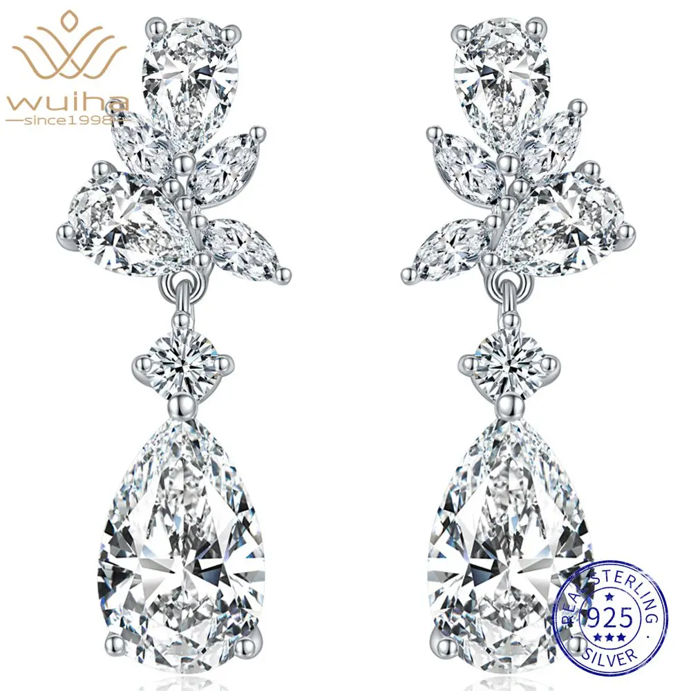 WUIHA 100% 925 Sterling Silver Pear Cut 3 CT Real GRA Moissanite Diamonds Wedding Engagement Drop Dangle Earrings Fine Jewelry