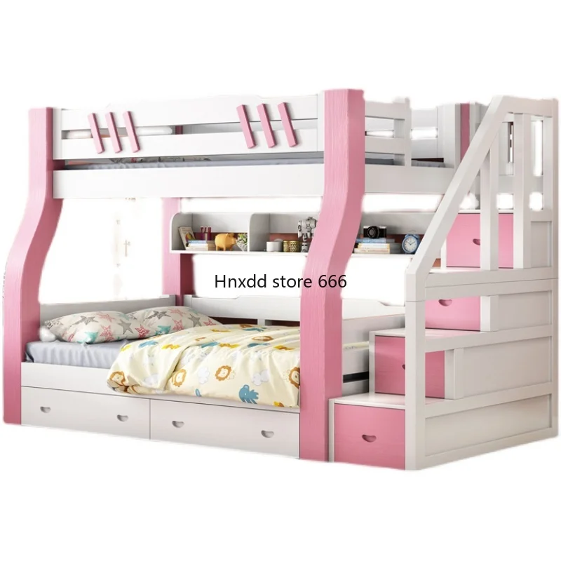 

Upper and lower bunk wooden bed Double full solid wood children's mother bed