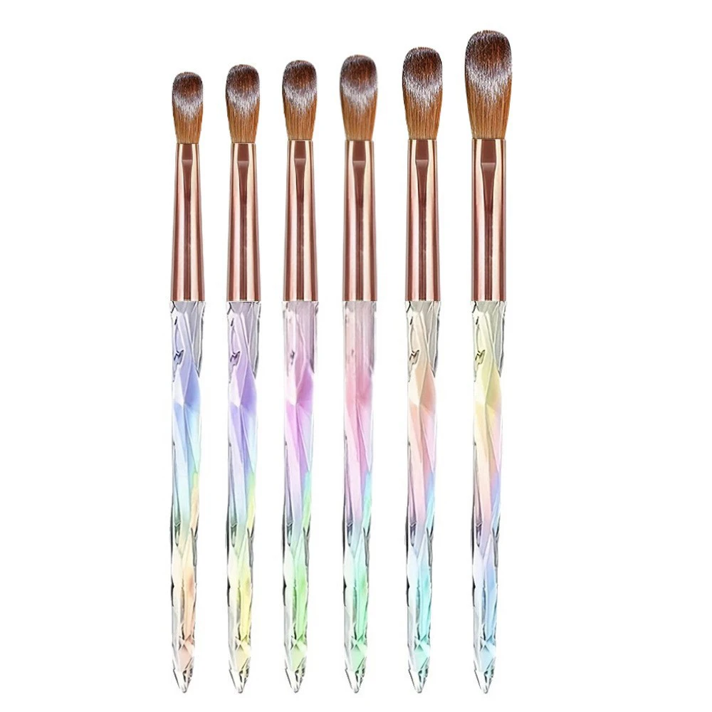 6pcs 3D Carving Brush Kit Acrylic Nail Brush Set Aurora Multi Size Professional Brushes Acrylic Application Powder Extension