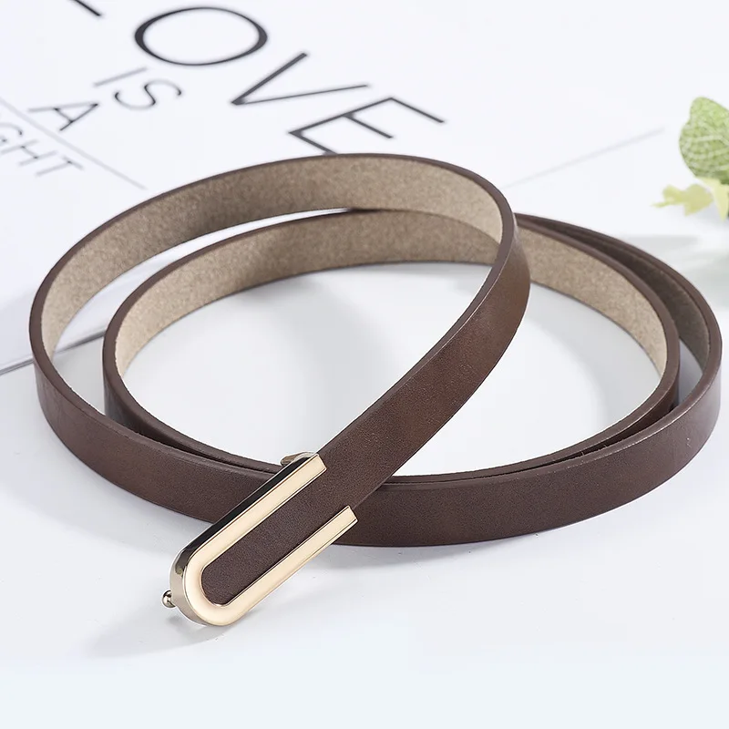 Belt For Dresses Woman High Quality Trend Thin Waistband Fashion Brand Leather Women Waist Belts Gold Buckle White Belt DT078