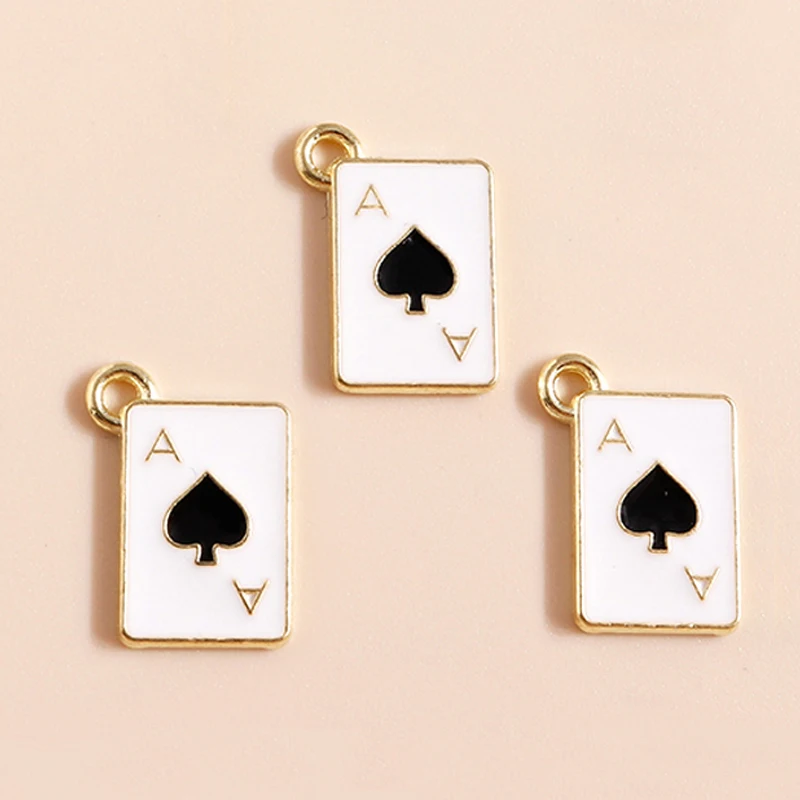 Leslie 10 Stück Niedliche Emaille Bunte Ace Poker Karten-Anhänger für Schmuckherstellung Halskette Schlüsselanhänger DIY Handgemachtes Handwerk – Detail 19