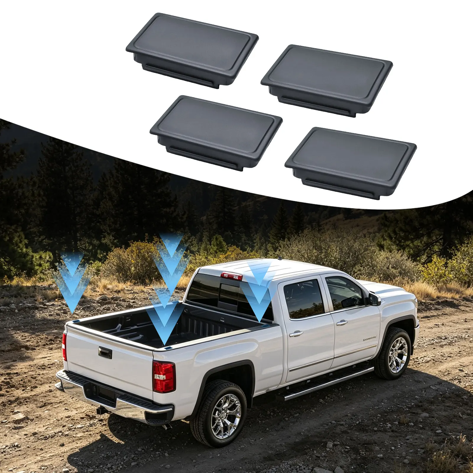 4PCS Stake Pocket Cover Trucks Bed Rail Stake Covers for 2000-2003 2005 2008-2013 Chevy Silverado Car Rear Holes Truck Bed Rail