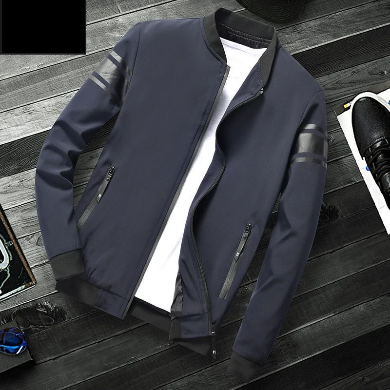Men Bomber Jacket Zipper Long Sleeve Spring Autumn Outerwear Luxury Brand Men Clothing Windproof Windbreaker Solid Jacket