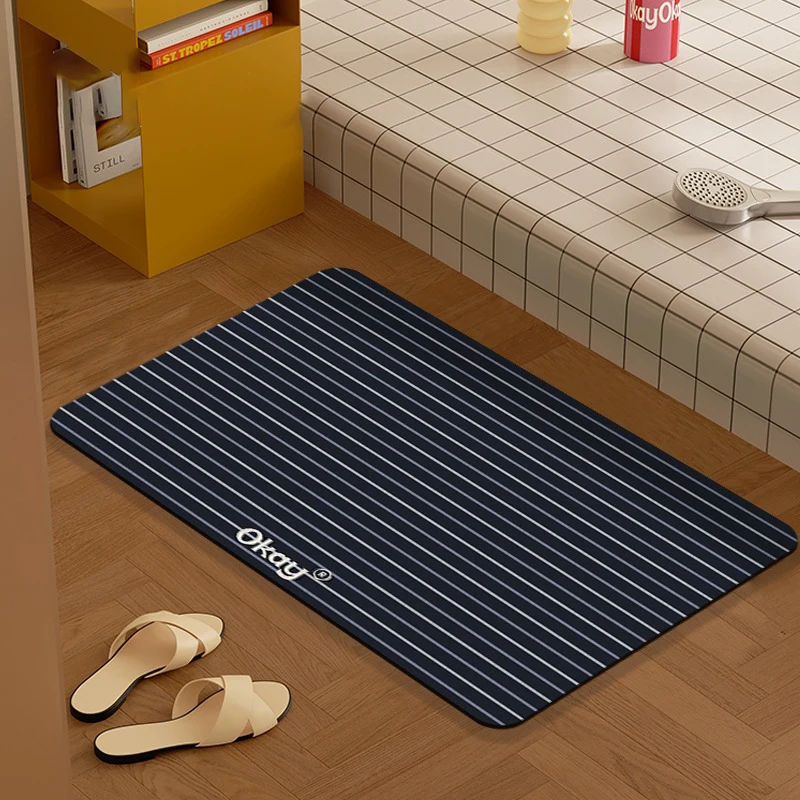 Simple Style Line Pattern Design Entrance Door Carpet Non-slip Dirt-resistant Kitchen Foot Mat Bathroom Diatom Mud Floor Mats IG