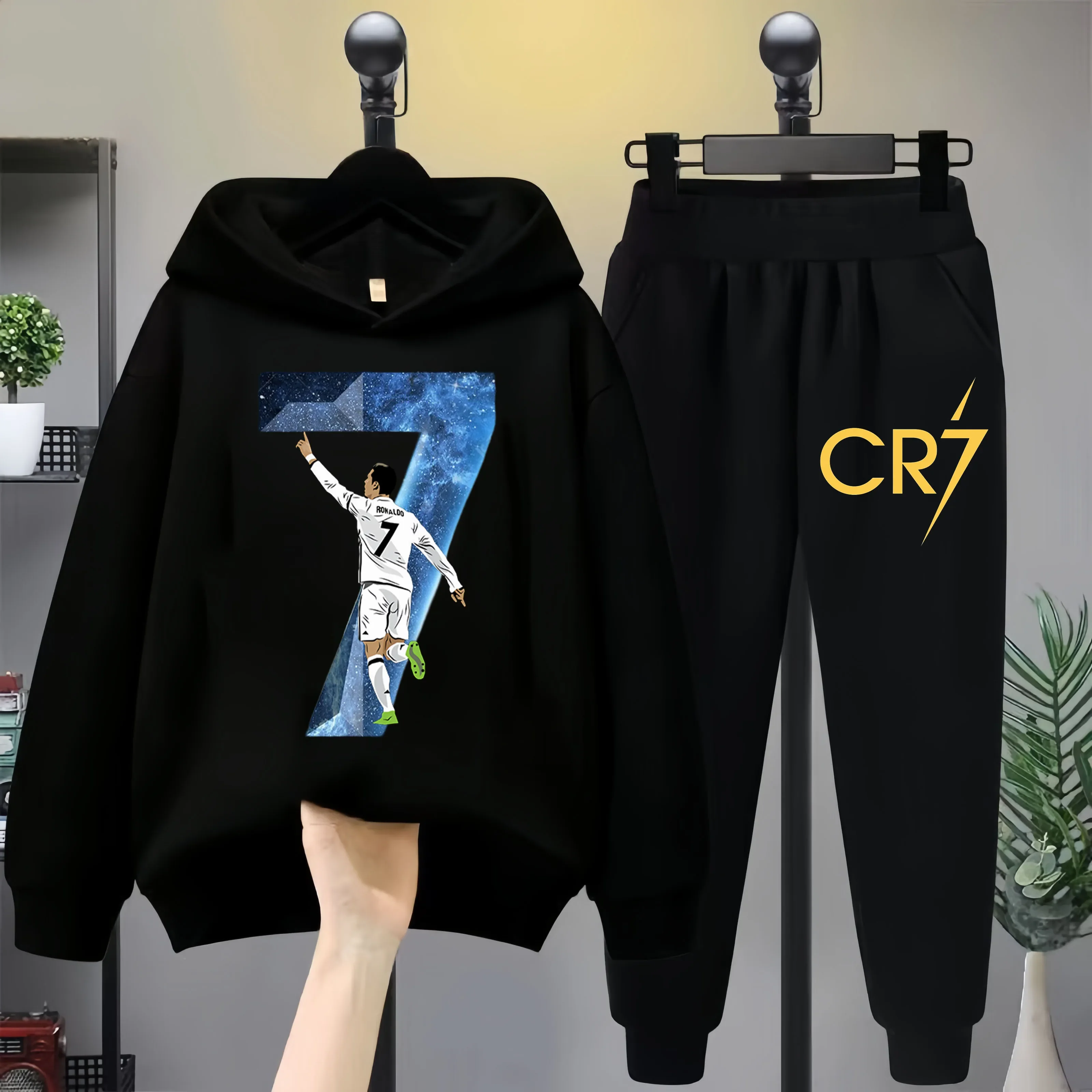 Ronaldo Soccer Star World Cup printed hoodie set Kids Kids Hoodie Summer Boys Girls hoodie sweatpants