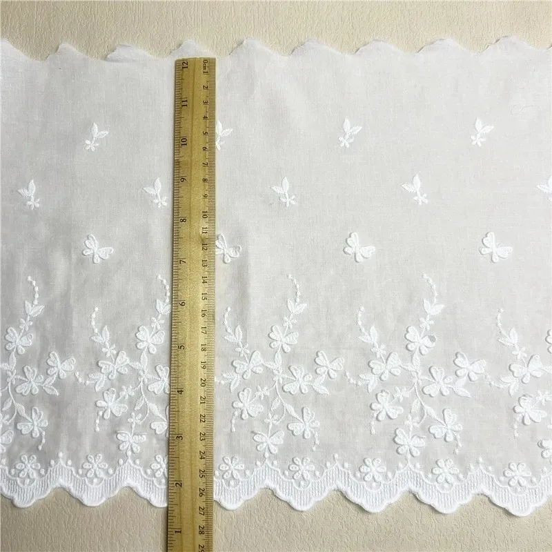 Breite 27cm, 3D-Schmetterling-Tanz, Reliefstickerei, Baumwollspitze, Damenbekleidung, Heimtextilien, Reiner Baumwollspitzenstoff – Detail 3