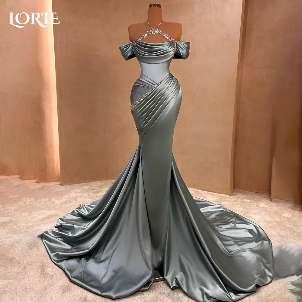 LORIE Off Shoulder Halter Formal Evening Dresses Shiny Spark Mermaid Arabia Prom Gown Party Dresses Cocktail Dresses Customized