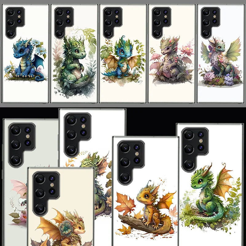 Cute Mythical Dragon Cover For Samsung Galaxy S21 S20 S23 FE S22 S24 Ultra Phone Case S10 S10E S8 S9 Plus S7 S6  Edge Clear Coqu