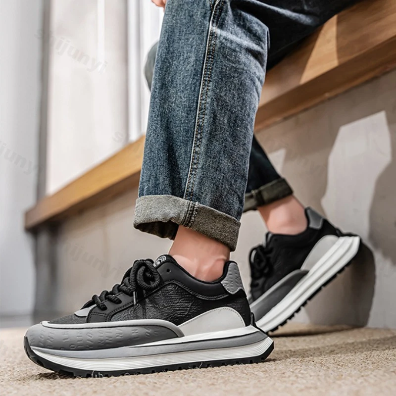 

Мужские кроссовки, весна-осень 2023, новые удобные трендовые кроссовки на платформе, нескользящая повседневная обувь с перекрестной завязкой, увеличивающая рост