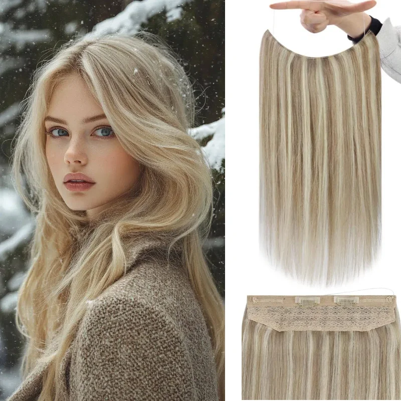 

Наращивание волос Fish Line Extensions, цельные пряди, 100% натуральные волосы, 12-26 дюймов # 5 для комфортного ношения в течение всего дня