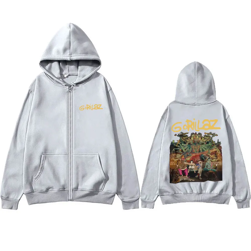 록 밴드 고릴라즈 더 마운틴 투어 2026 지퍼 후디 남녀 빈티지 코튼 집업 재킷 남성 캐주얼 오버사이즈 스웨트셔츠