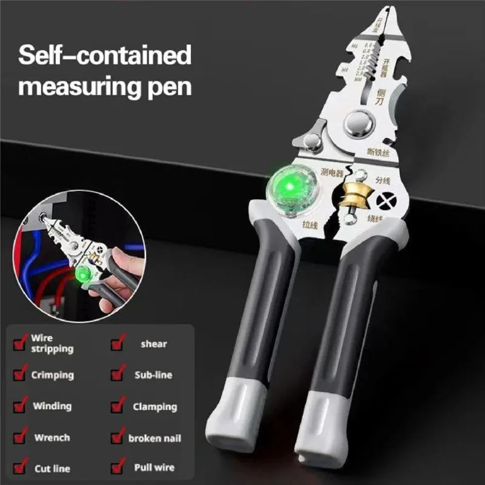 10 in 1 Wire Stripper with Electricity Measurement Pliers for Cutting Pulling Wires Cable Motorcycle Repair Tools