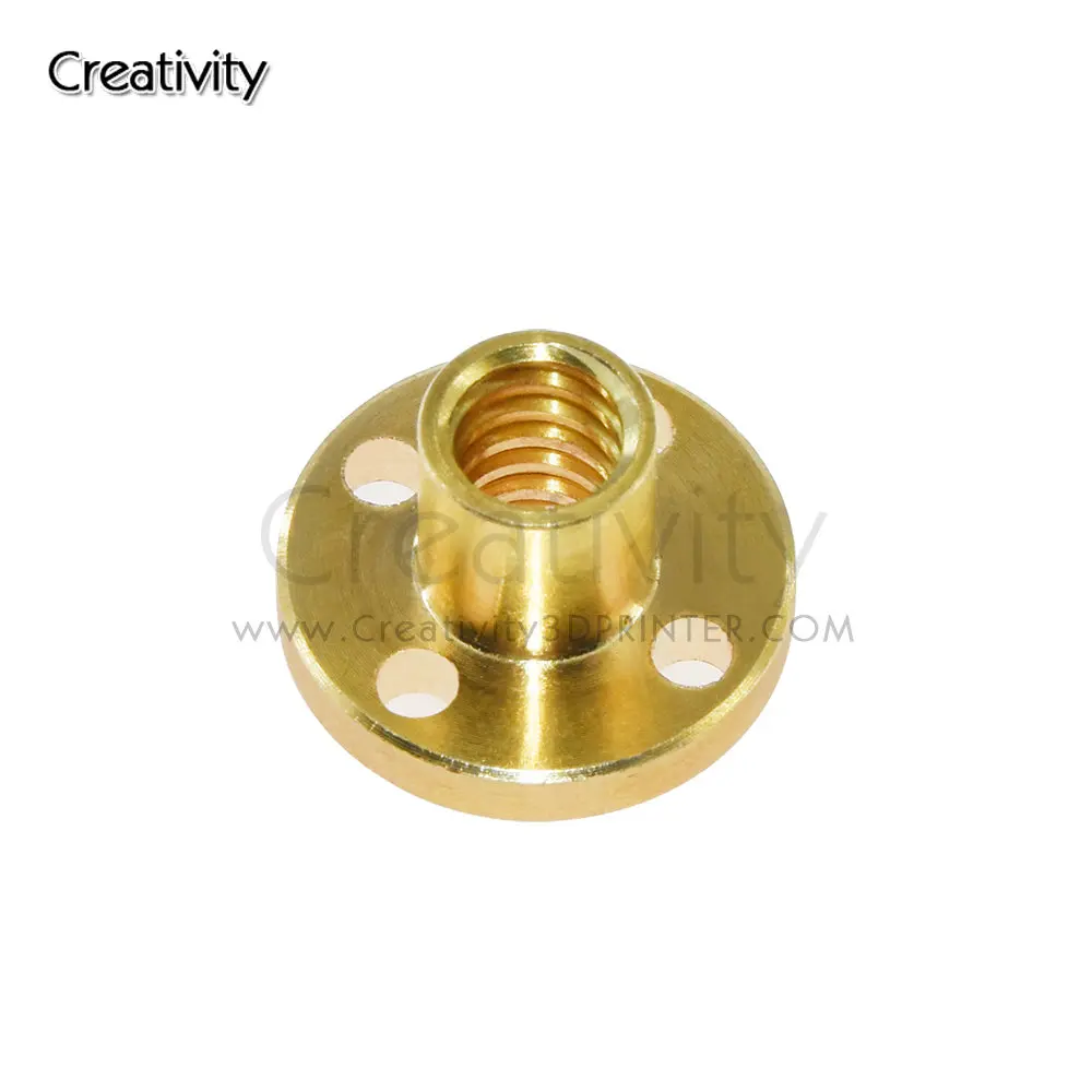 Creativity Screw nut Brass 22mm Flange Nut For CNC 3D Printer Parts 8mm 4-Start Lead Screw 300mm long With Copper