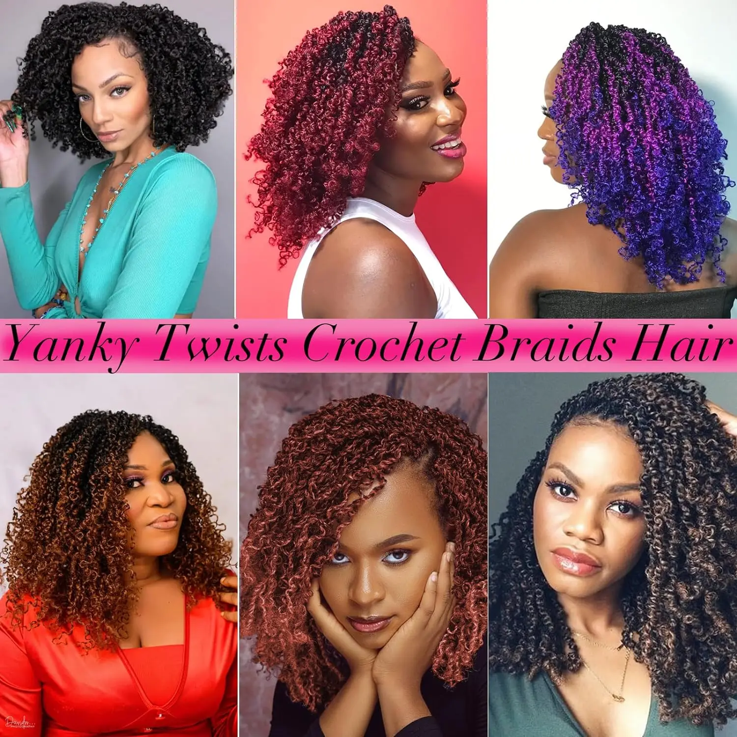 Yanky twist crochet cheveux 8/10/12/14 pouces 1/7Pack naturel noir pré-torsadé moelleux printemps torsion bouclés crochet cheveux synthétiques