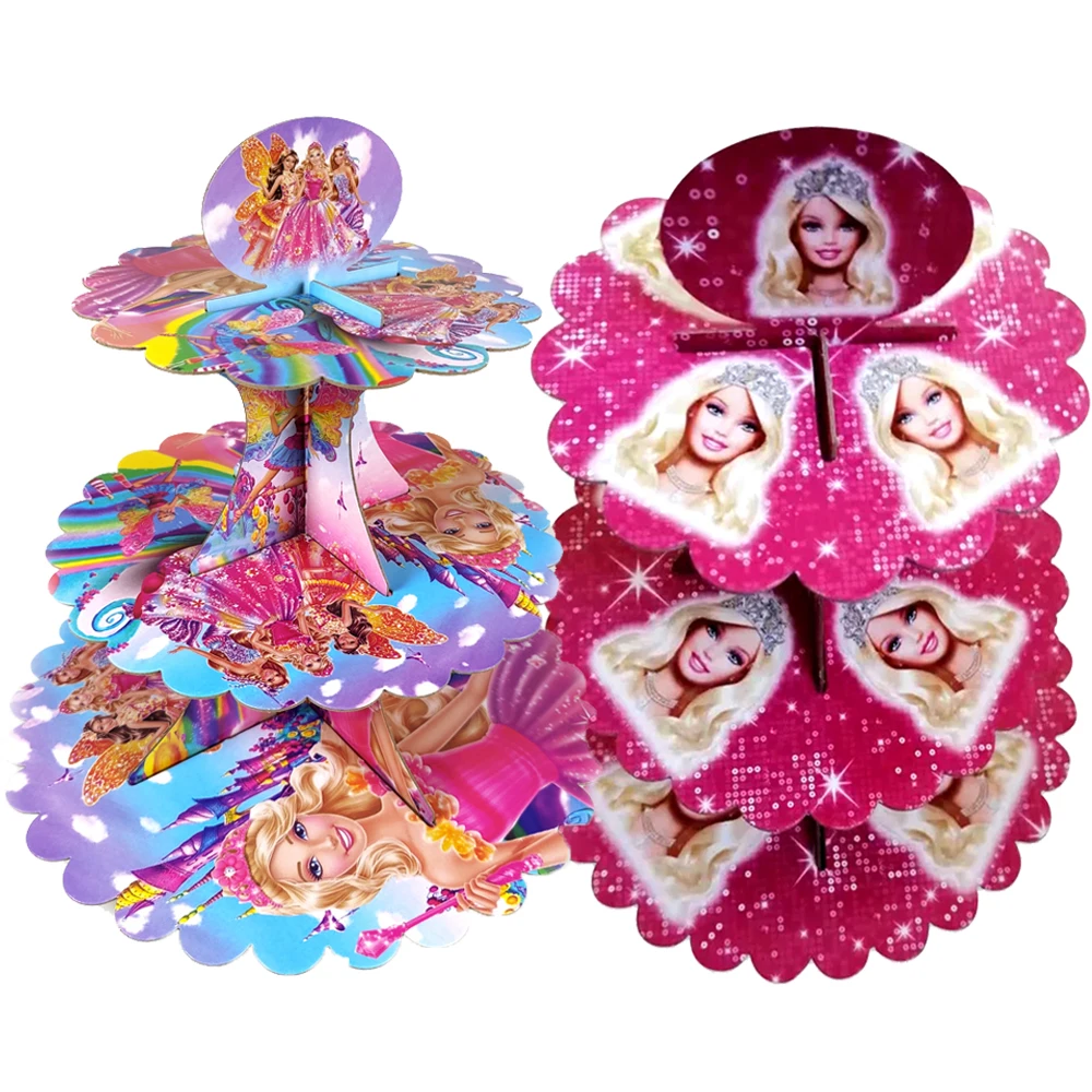 1set/lot Pink Red Girl Theme Cake Stand Decorations Kids Girls Birthday Events Party Supplies Baby Shower Gift Cake Holder