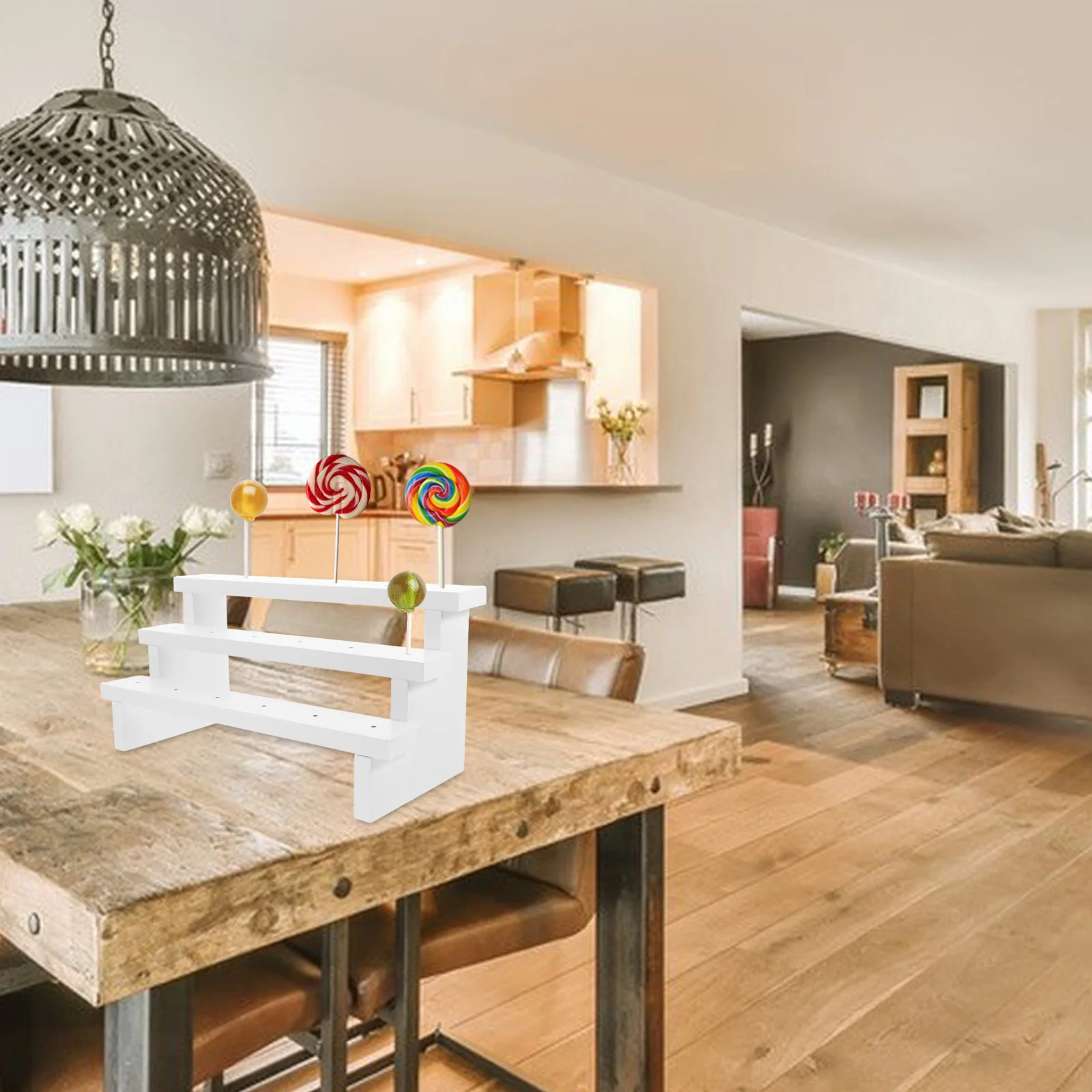 Tempat Lollipop Rak Pajangan Berjenjang Kayu Rak Meja Permen Rak Stik Cupcake