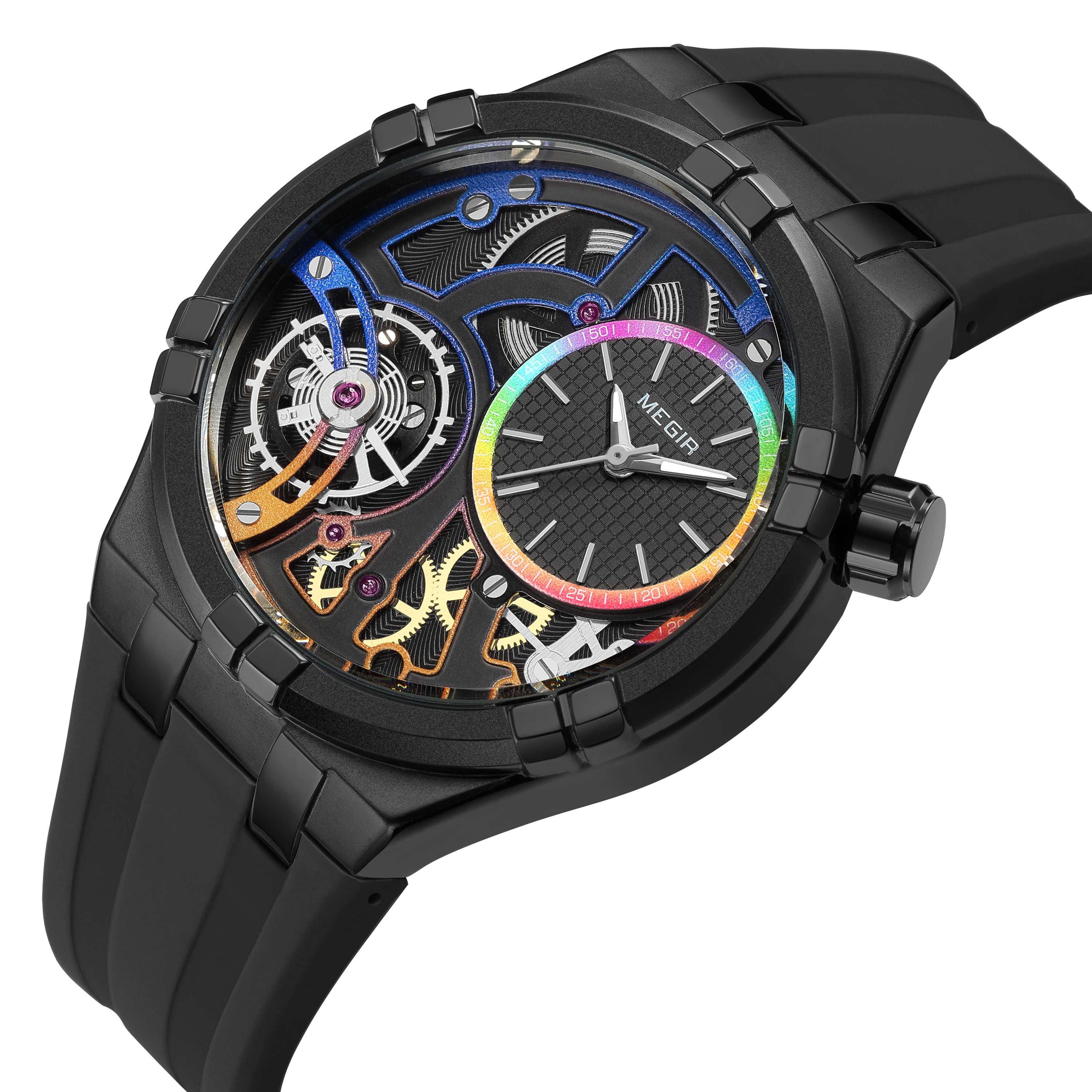 MEGIR Watch Waterproof Quartz Sport Wristwatch Luminous Hands Wholesale Cool Silicone Clock Relogio Masculino 8111 Luminous