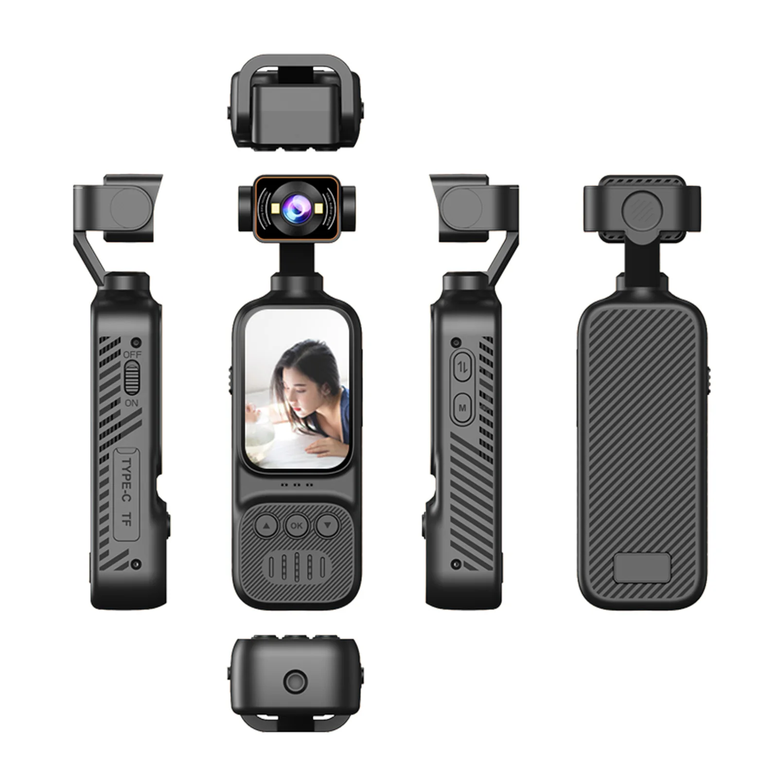 

WiFi 2K/1080P Vlogging Camera 2-inch HD Display Handheld Video Camera Type-C for Sport Bike Travel Polices Law Enforcement