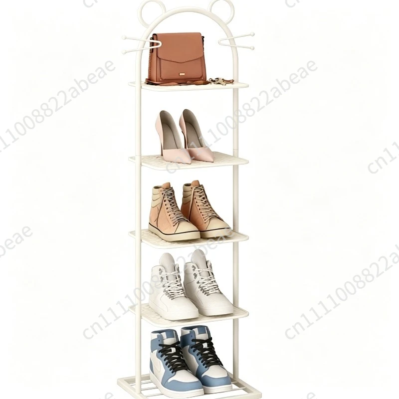 Nordic Cream Bear Shoe Rack HighCapacity Tiered Storage Cabinet Mobile Cartoon Steel Shelf Slim MultifunctionalEntrywayOrganizer
