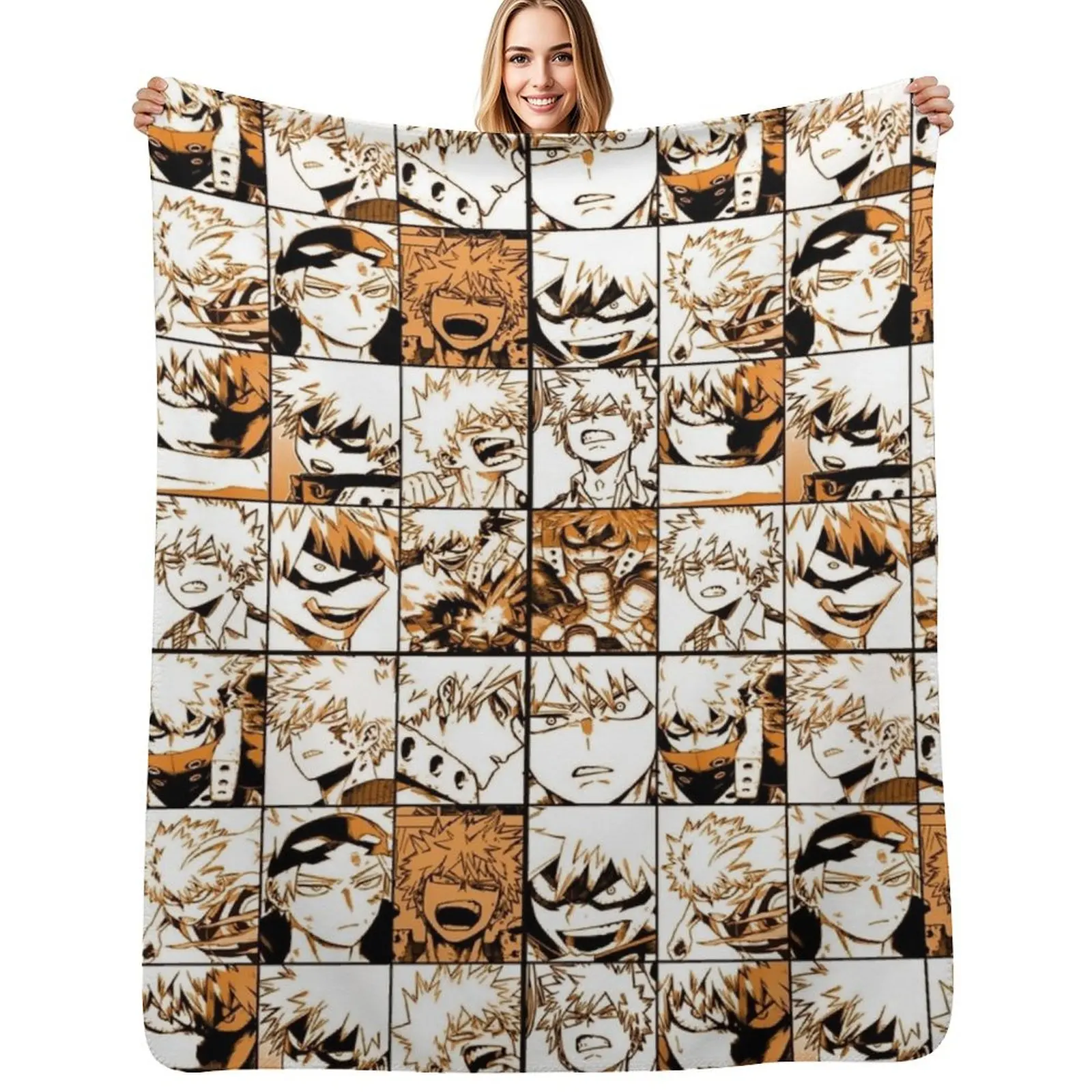 Bakugo Katsuki collage Throw Blanket Easy Care Comfortable Blanket for Couch