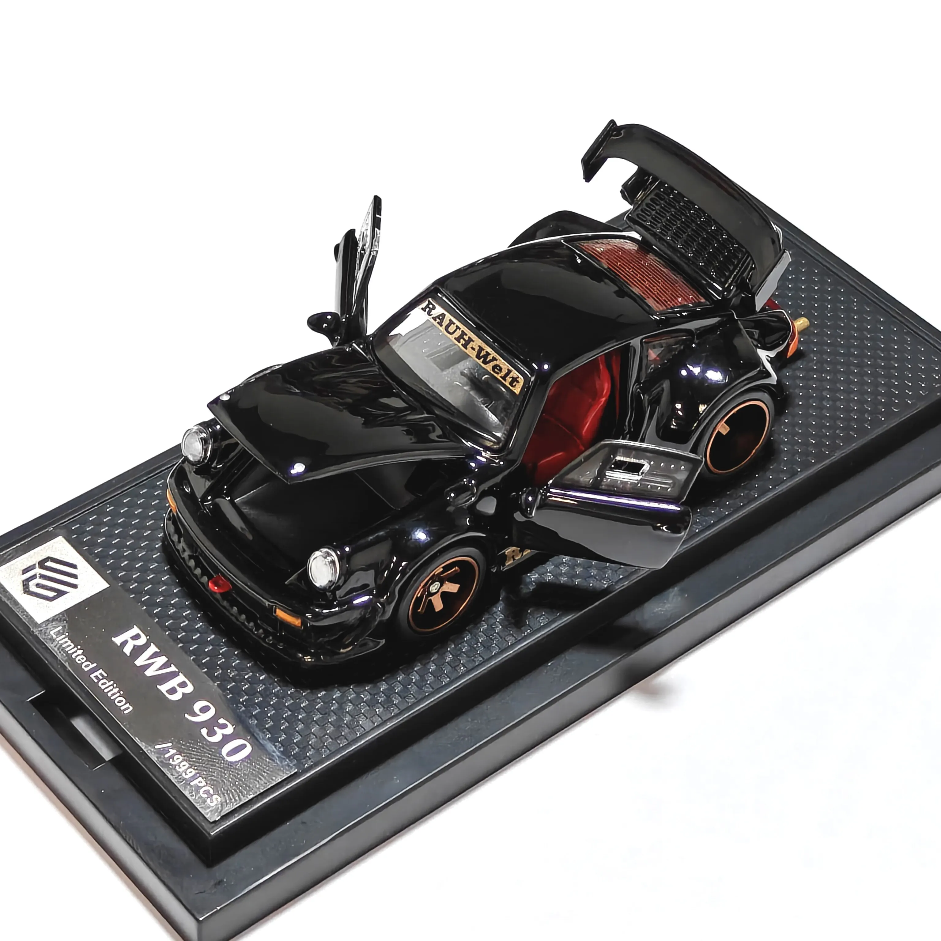 FG 1:64 RWB 930 fully open black alloy car model