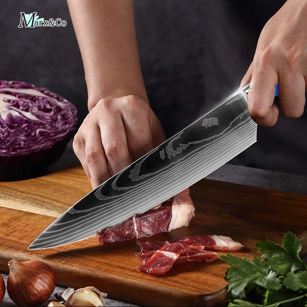 Кухонный нож шеф-повара Santoku, японские ножи 7CR17 440C, профессиональный универсальный набор для нарезки хлеба из высокоуглеродистой нержавеющей стали