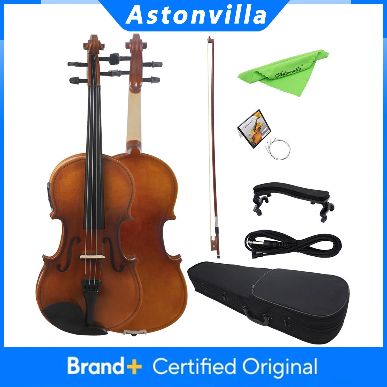 Astonvilla AV-E03 4/4 Electric Acoustic Violin Maple Panel Fiddle with EQ String Instrument with Violin Case Bow Accessories