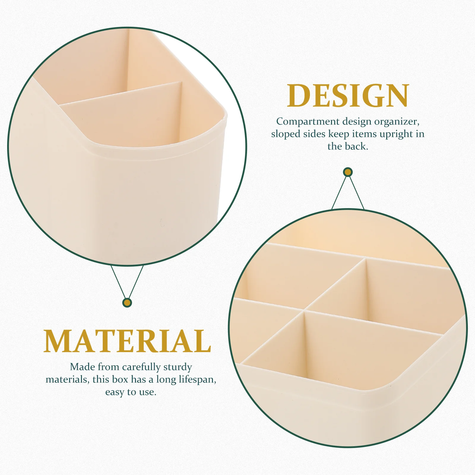 

2Pcs Compartment Makeup Organizer Multifunctional Vanity Storage Box Desktop Pen Holder Brush Holder Sundries Storage