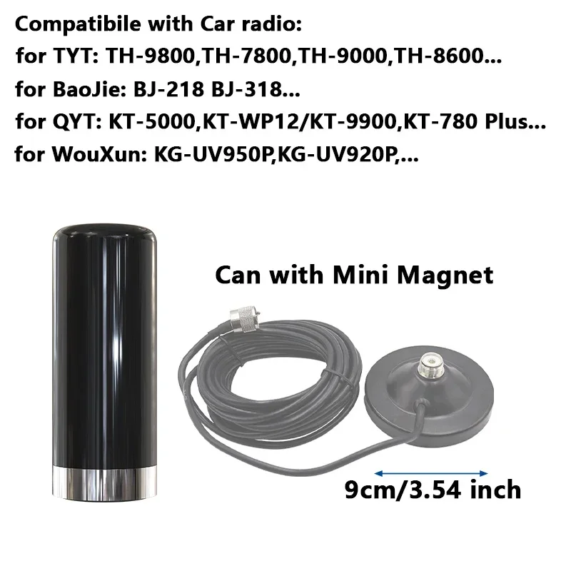 Short Car Radio Antenna Dual Band UHF/VHF HH-N2RS PL-259 Aerial 136-174MHz/400-480MHz For IC-980 PRO KT8900  BJ-218 Mobile Radio