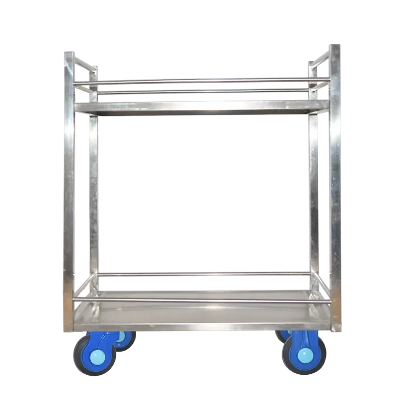 300kg Stainless Steel Trolley Double Layer Good Quality Hand Cart Service Platform Trolley ST300-T2-HL2-D