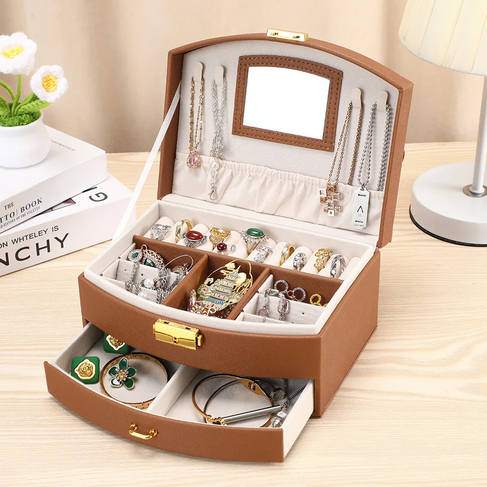 Handheld Luxury Jewelry Box, Multi-layer Drawer Storage Box, Used for Classifying and Storing Rings, Earrings, Necklaces